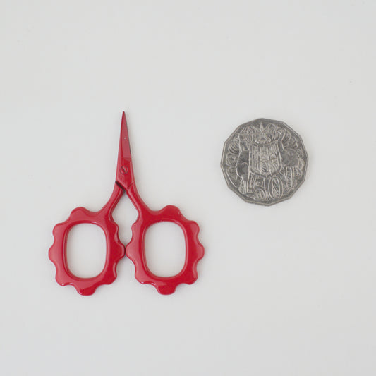 Red Scallop Handle Embroidery Scissors