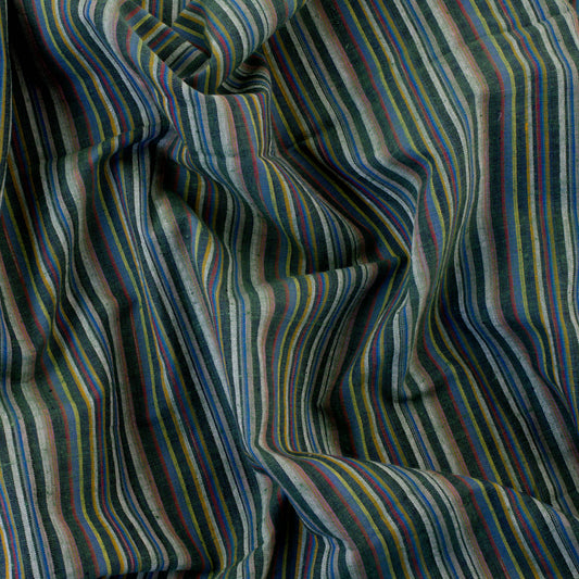 Handwoven Fabric - Green Multi Stripe