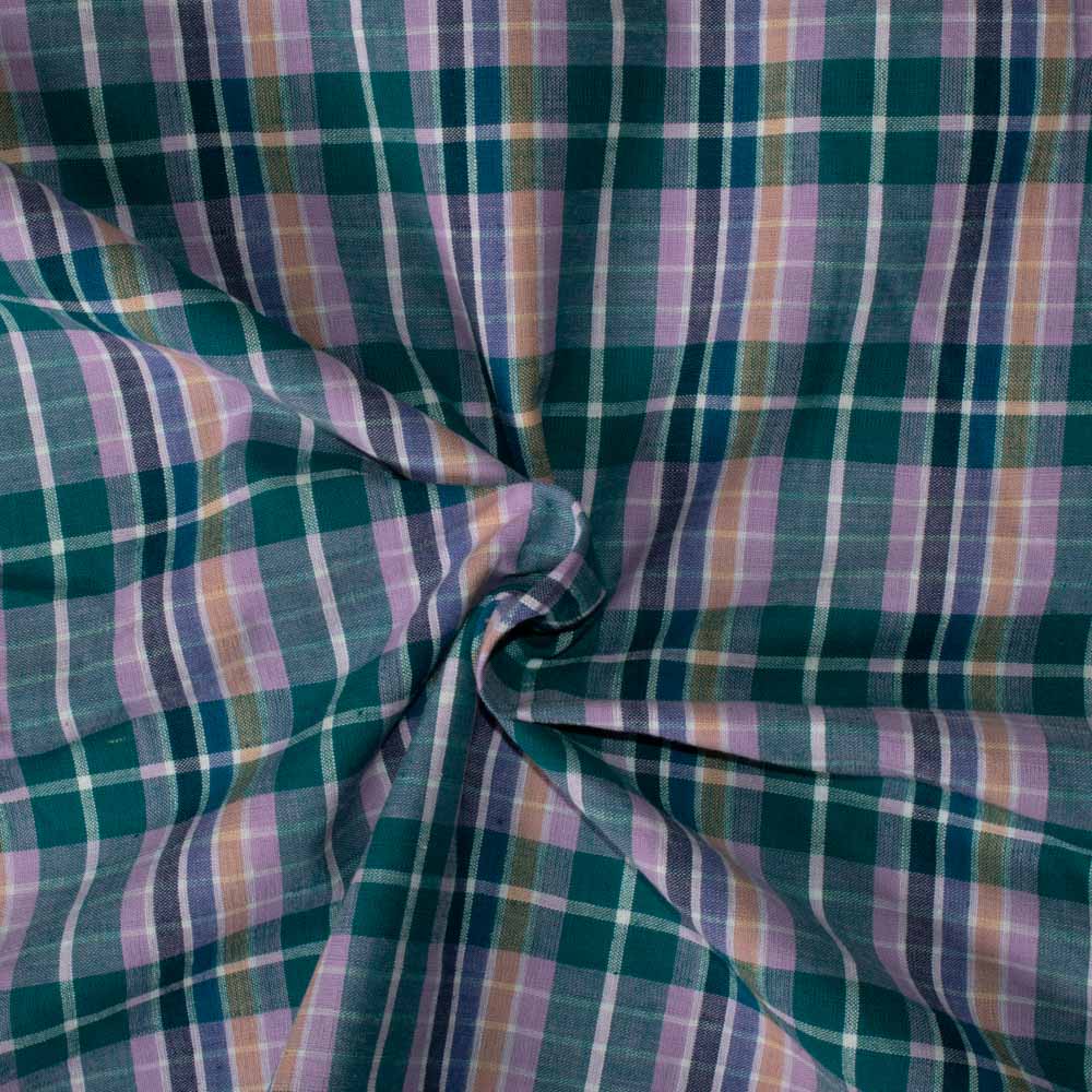 Handwoven YD Cotton Check - Teal