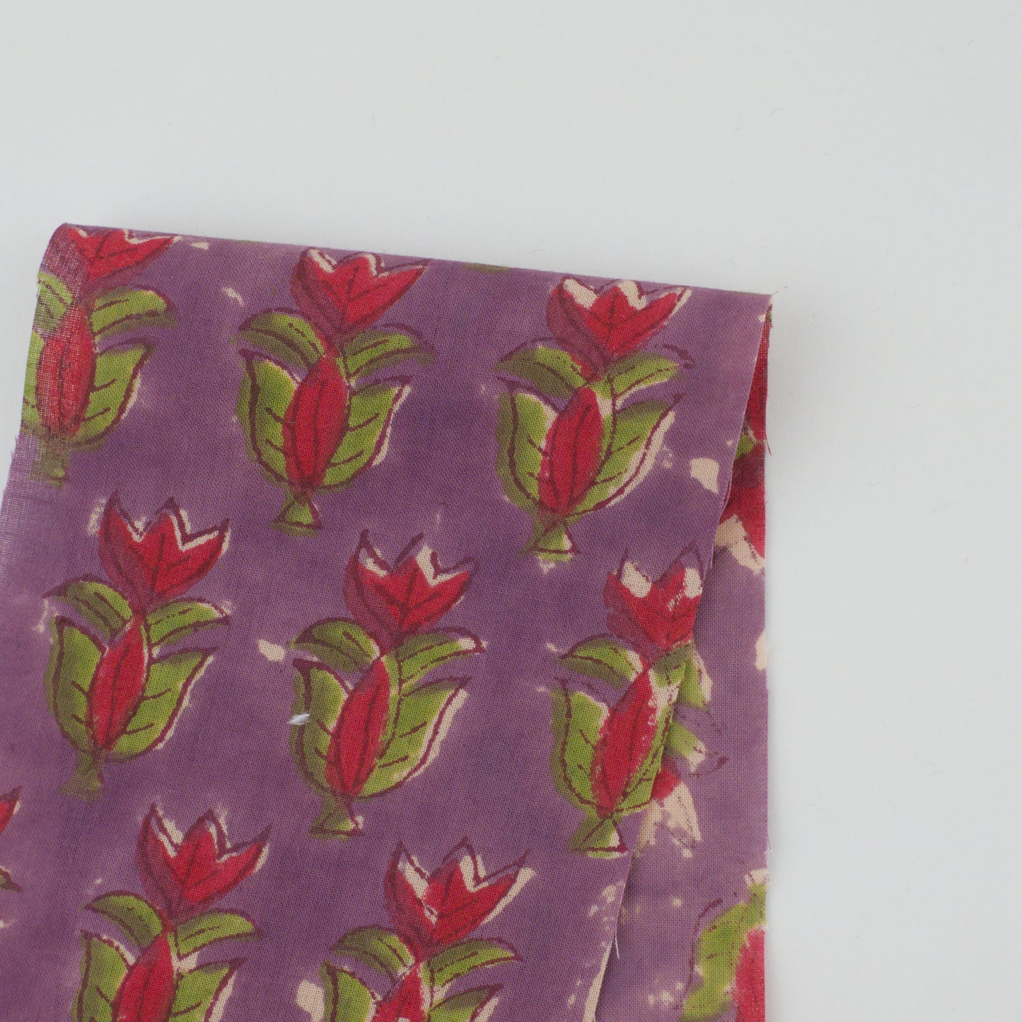 Hand Block Print Cotton - Mauve Flower