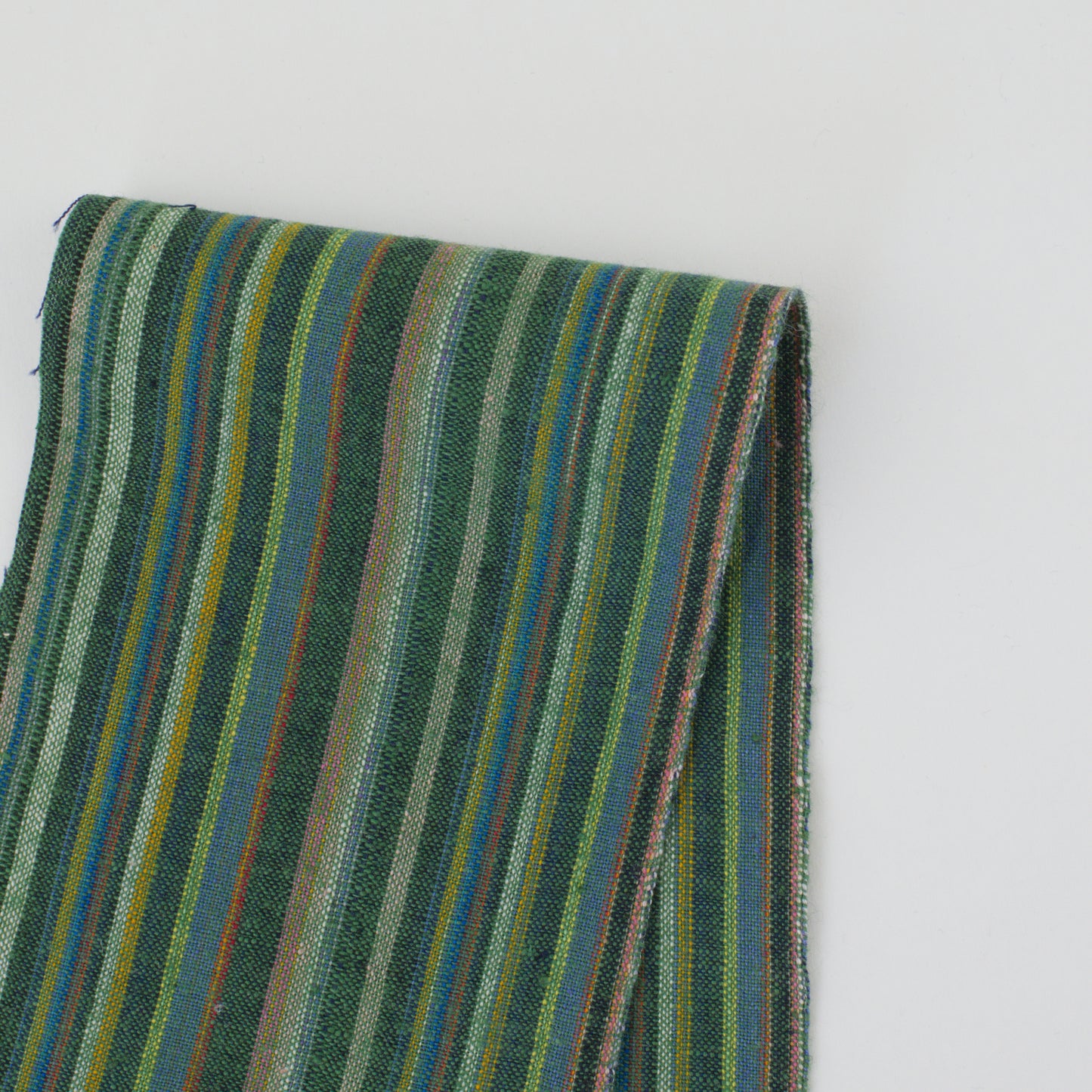 Handwoven Fabric - Green Multi Stripe