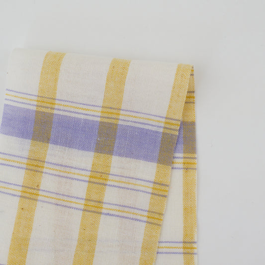 Handwoven Cotton Check - Yellow and Lilac
