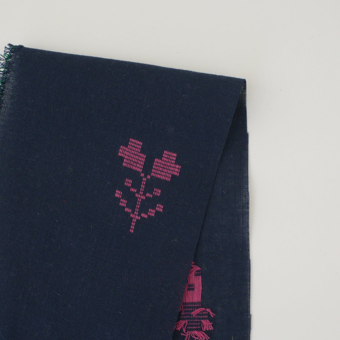 Handwoven Cotton Jacquard - Navy/Pink
