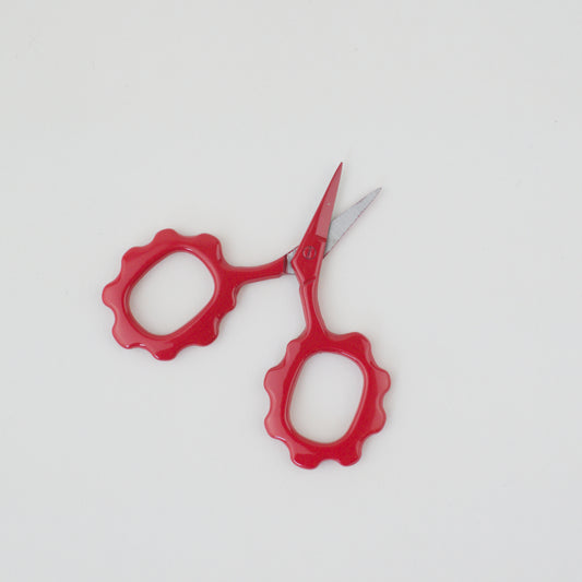 Red Scallop Handle Embroidery Scissors