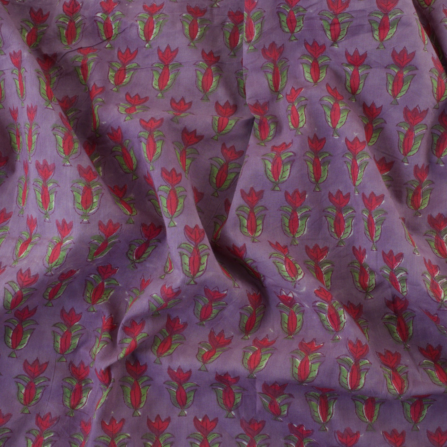Hand Block Print Cotton - Mauve Flower