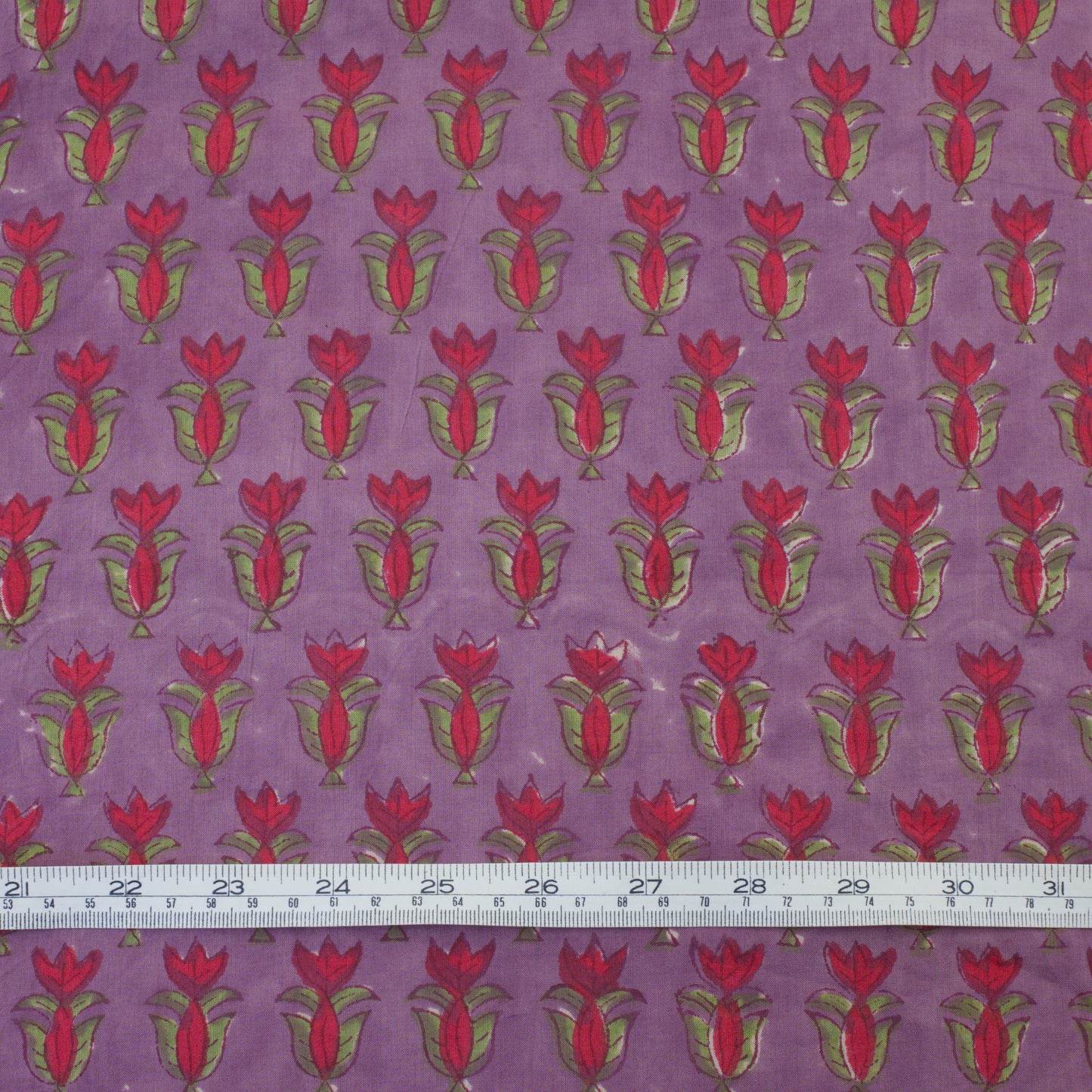 Hand Block Print Cotton - Mauve Flower