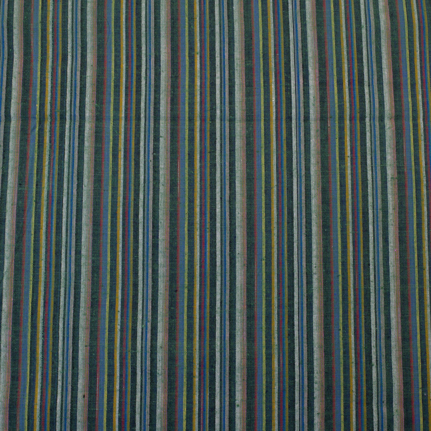 Handwoven Fabric - Green Multi Stripe