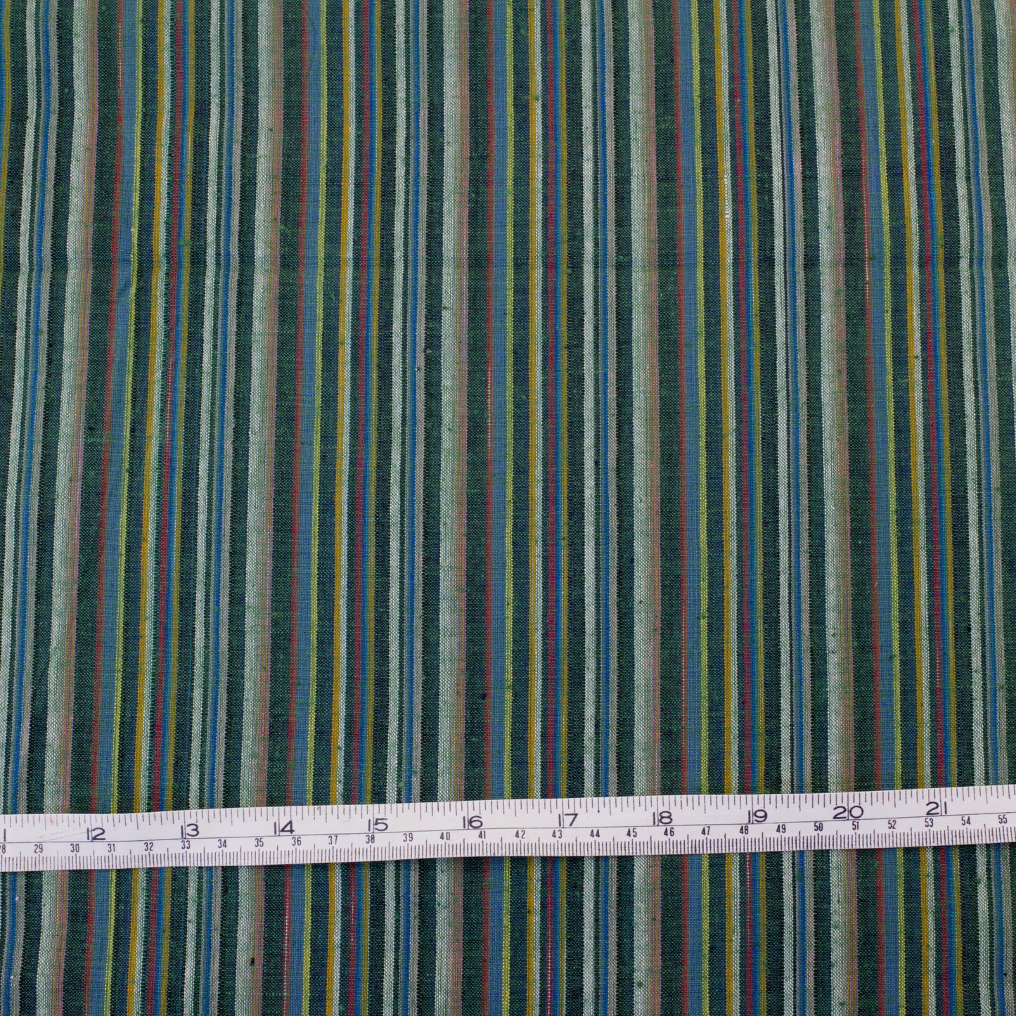 Handwoven Fabric - Green Multi Stripe