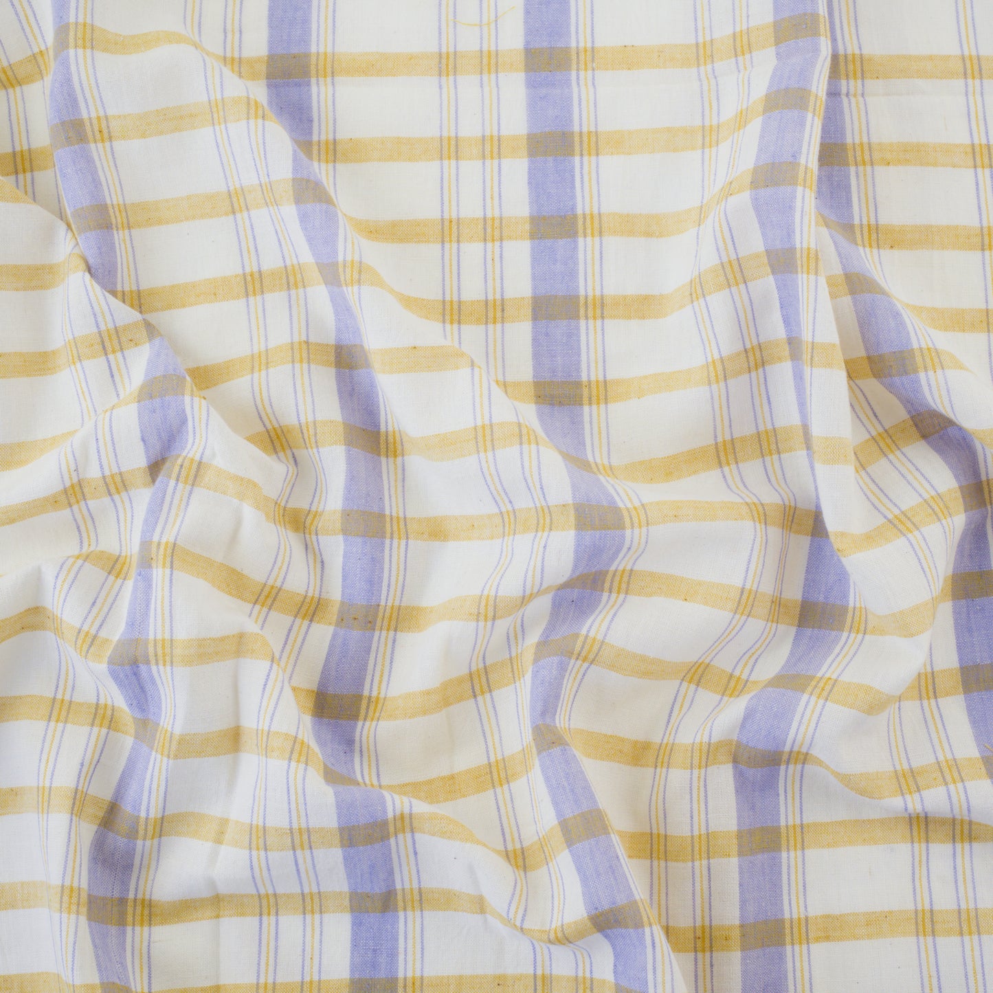 Handwoven Cotton Check - Yellow and Lilac