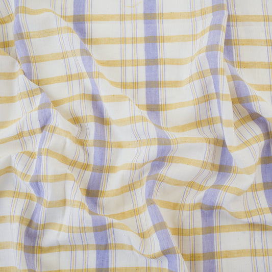 Handwoven Cotton Check - Yellow and Lilac