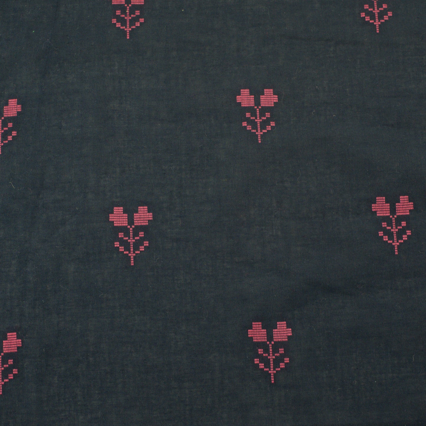 Handwoven Cotton Jacquard - Navy/Pink