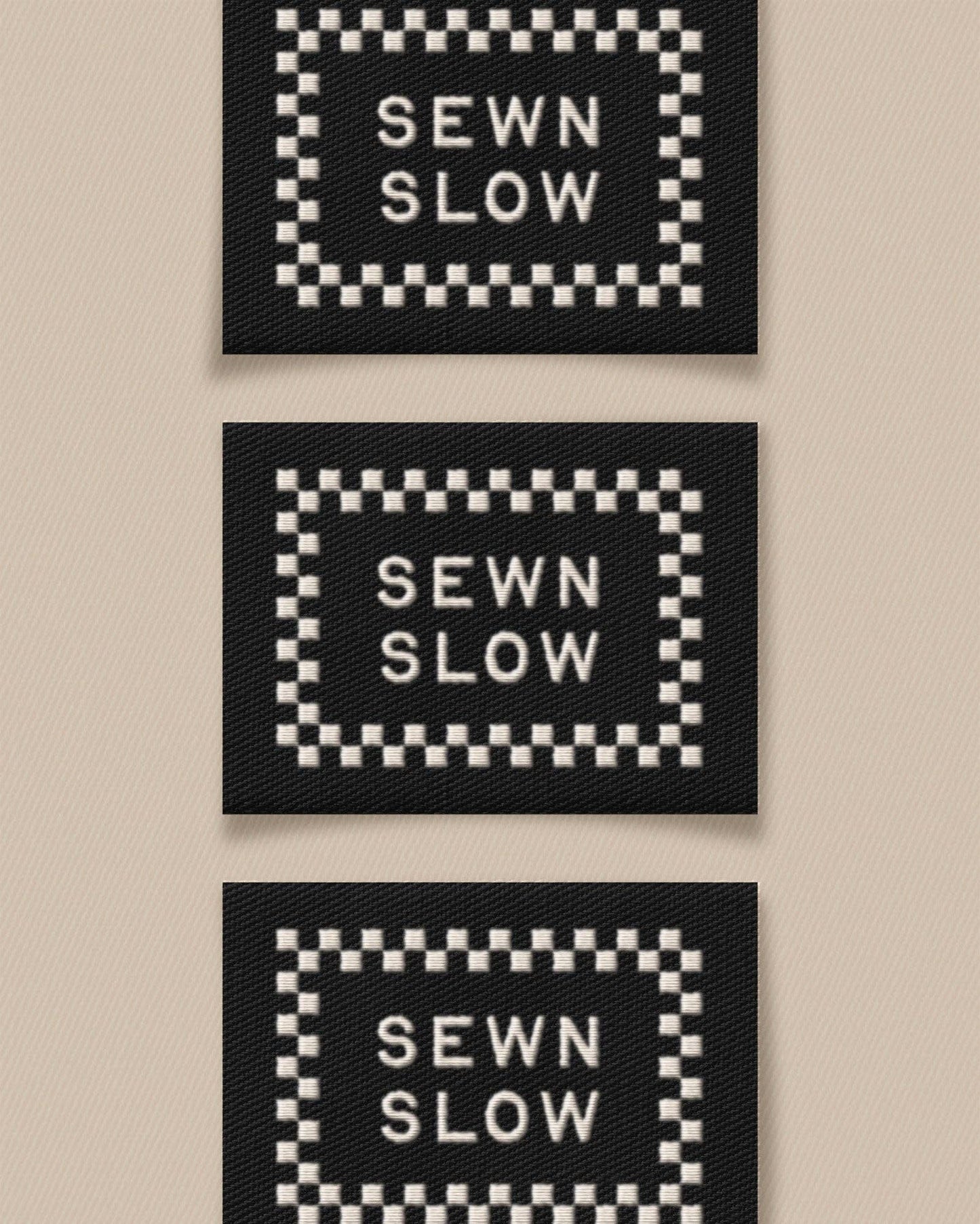 Sewn Slow Black Large Garment Labels